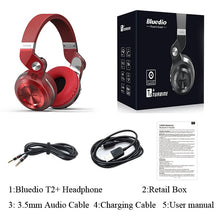 Load image into Gallery viewer, Bluedio T2+ fashionable foldable over the ear bluetooth headphones BT 5.0
